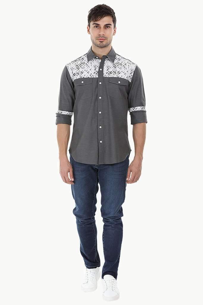 Lightweight Shirt with Printed Panel