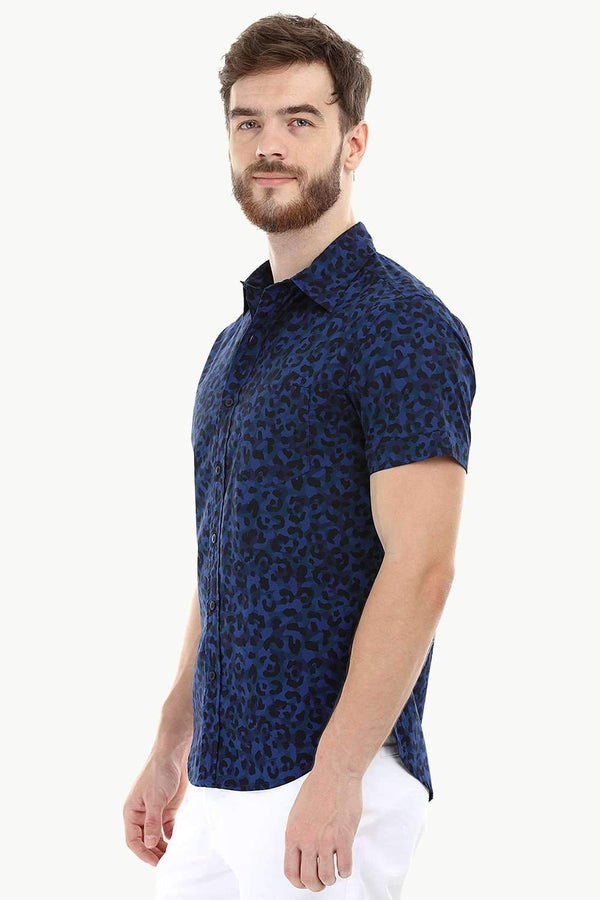 Navy Printed Holiday Shirt