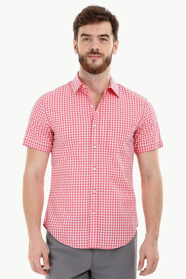 Red Gingham Check Summer Shirt