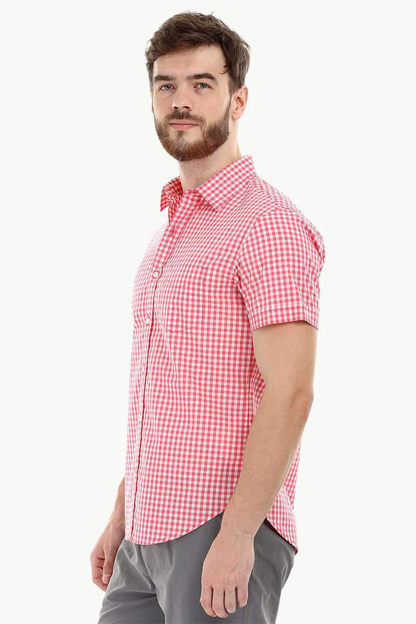 Red Gingham Check Summer Shirt