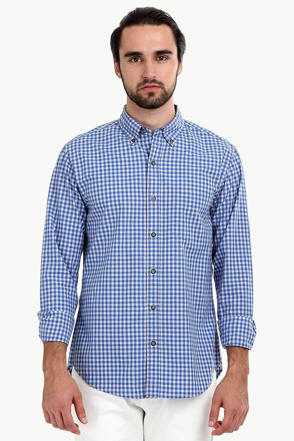 Men's Baby Blue Gingham Shirt