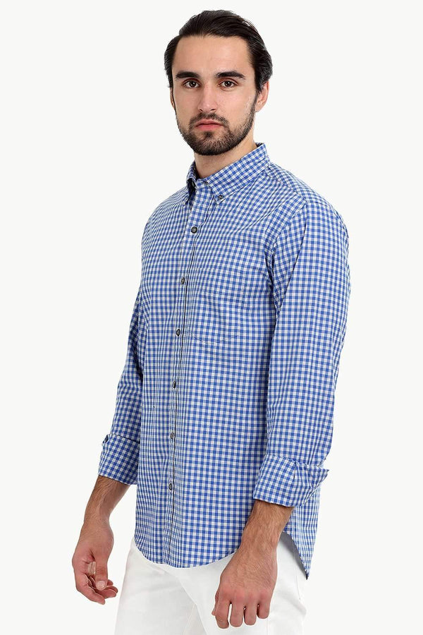 Men's Baby Blue Gingham Shirt