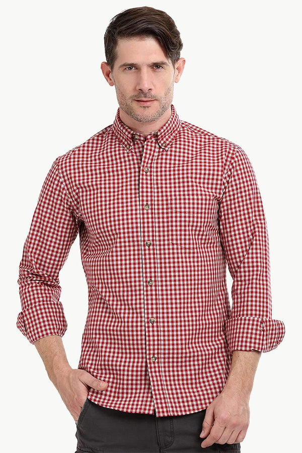 Men's Red Gingham Check Shirt