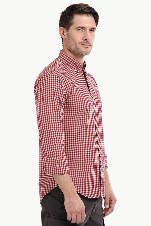 Men's Red Gingham Check Shirt