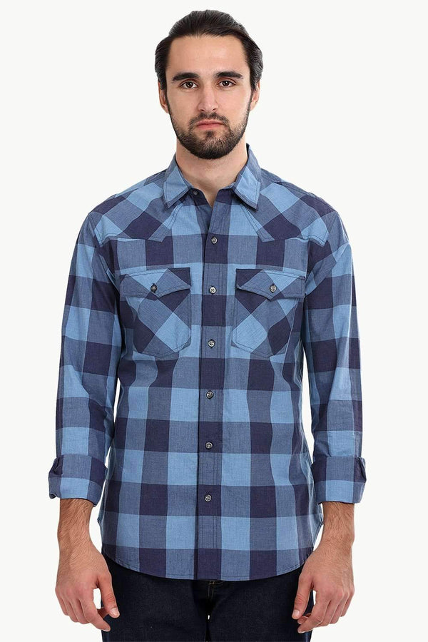 Men's Windowpane Navy Check Shirt