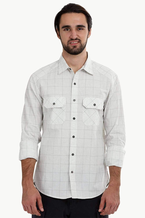 Men's White Light Check Shirt