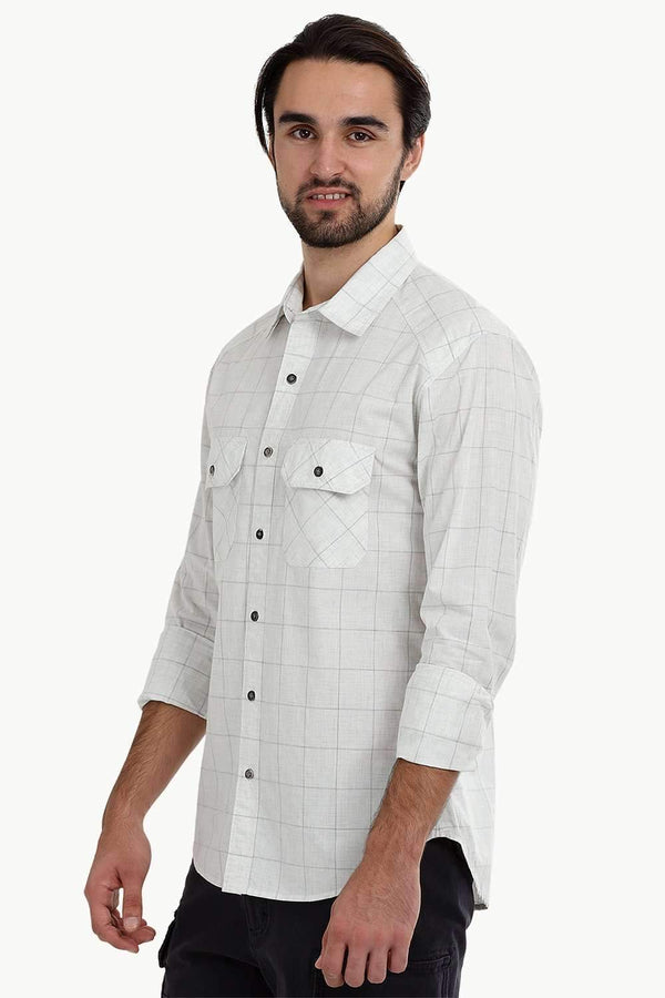 Men's White Light Check Shirt