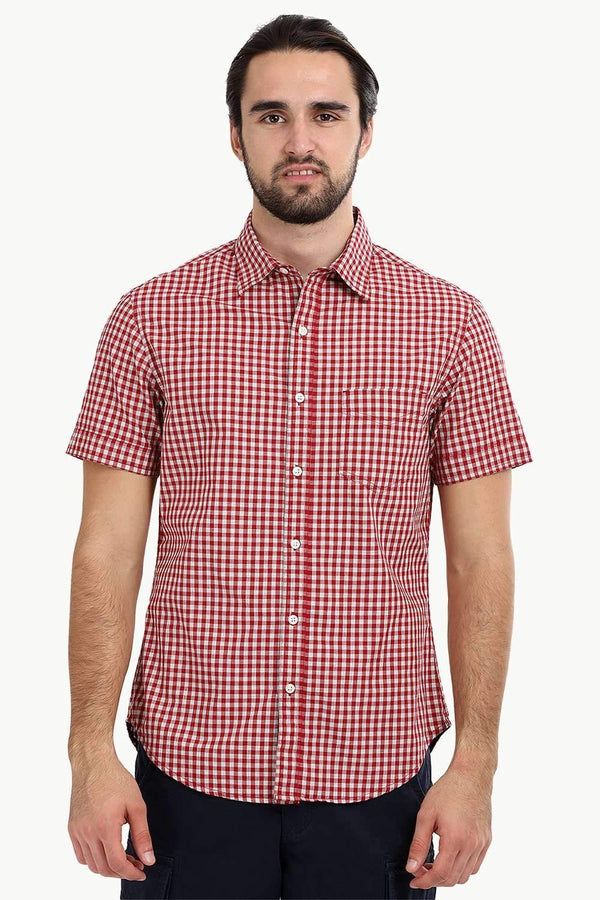 Men's Red Gingham Summer Shirt