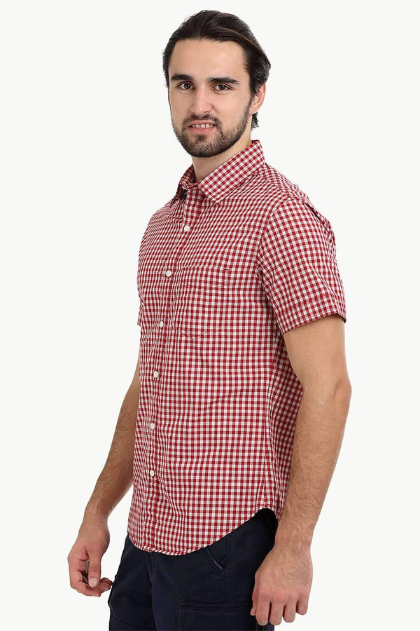 Men's Red Gingham Summer Shirt