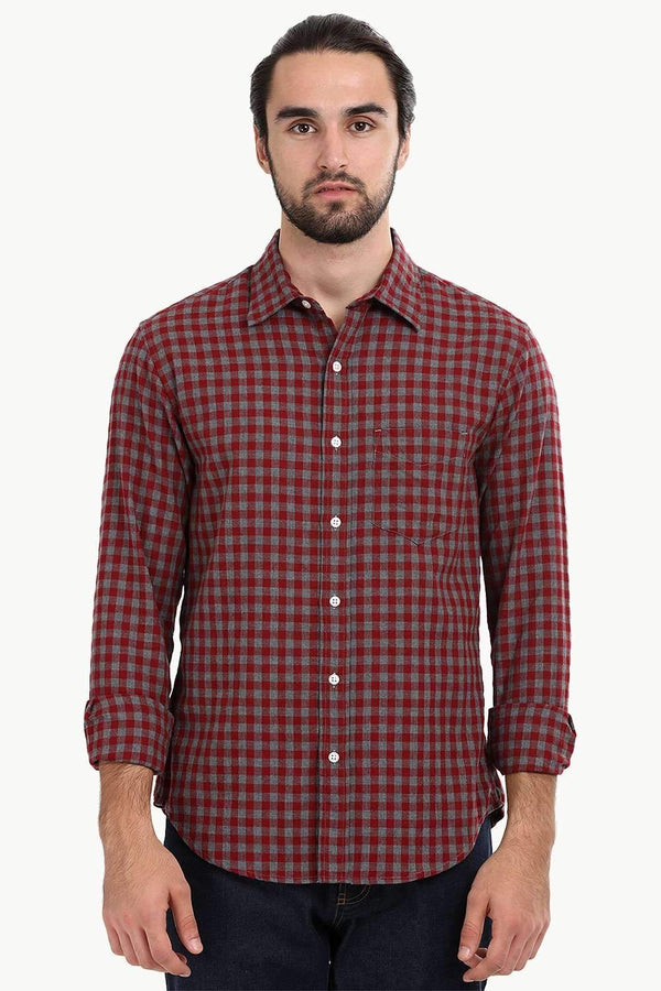 Men's Street Red Gingham Check Shirt