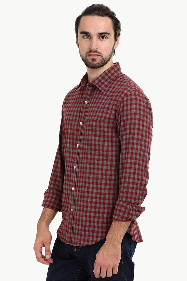 Men's Street Red Gingham Check Shirt