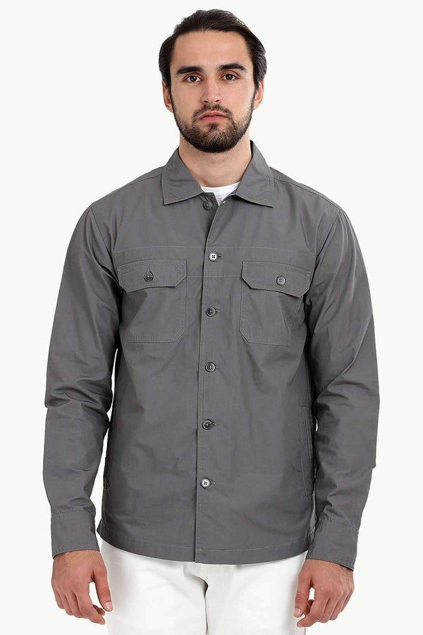 Men's Buttoned Stone Grey Shacket