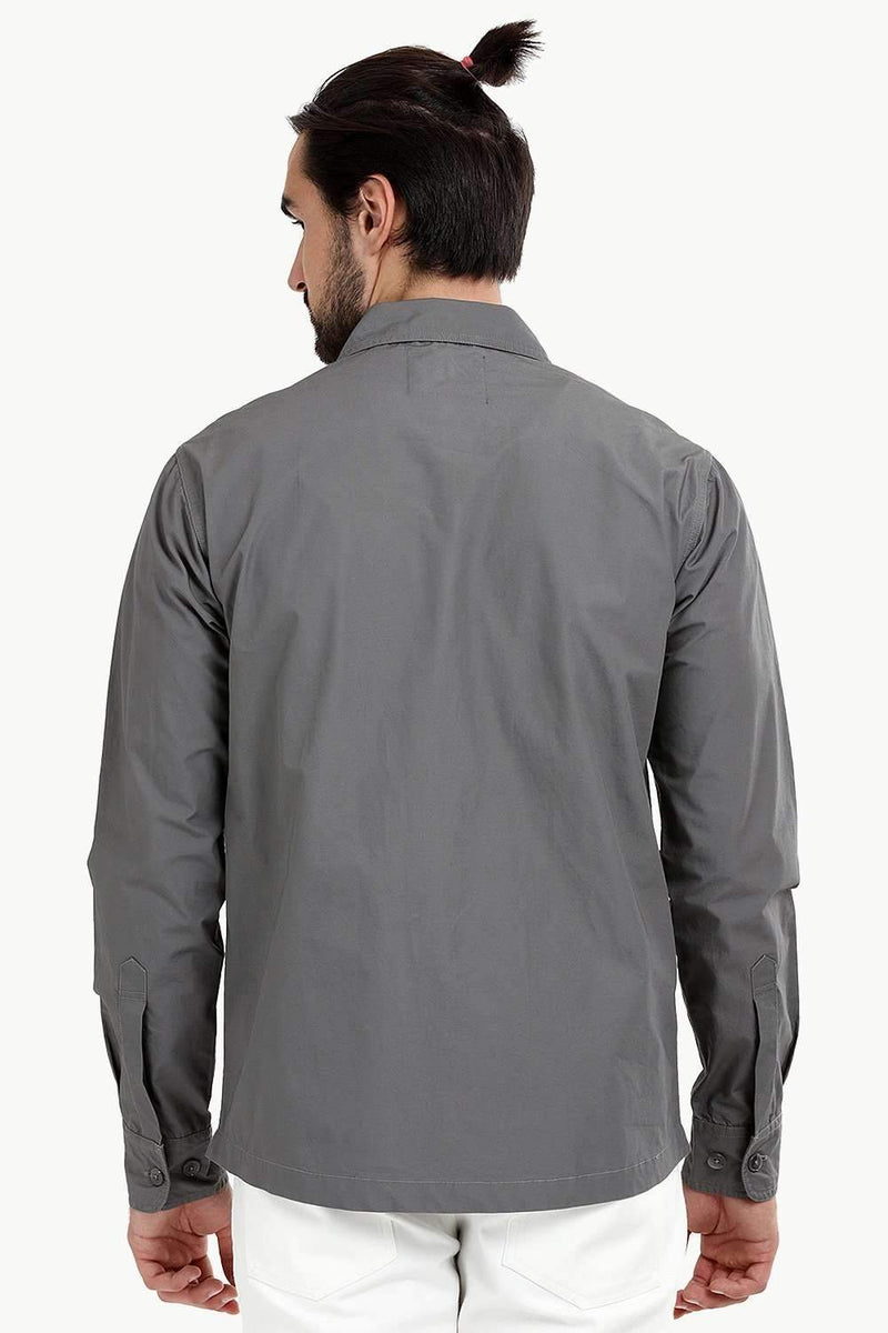 Men's Buttoned Stone Grey Shacket