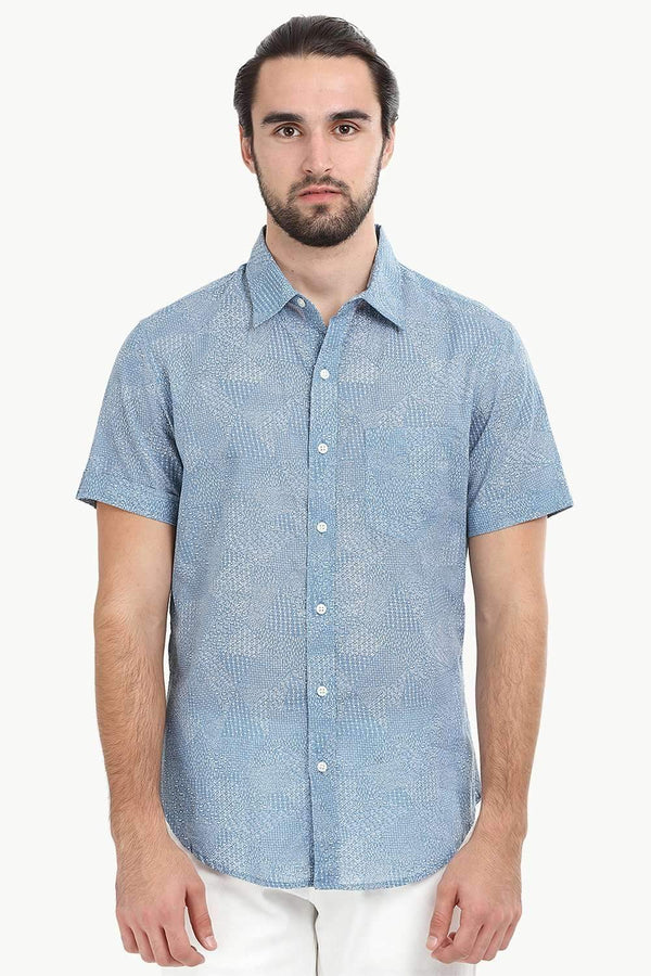 Men's Blue Bandana Print Shirt