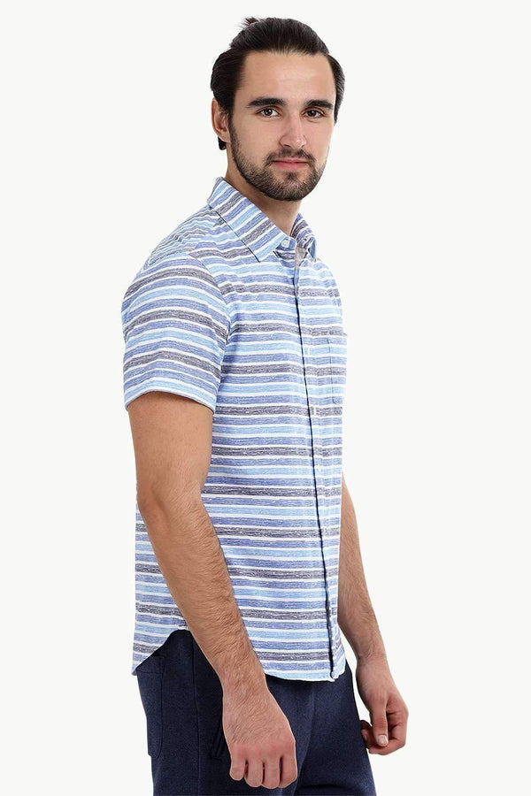 Men's Stripe Print Knit Shirt