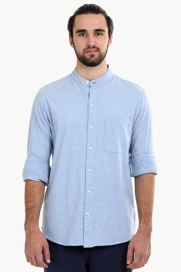 Men's Heather Baby Blue Knit Shirt