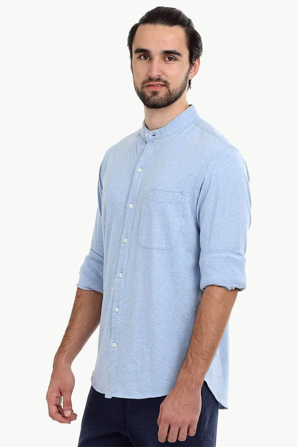 Men's Heather Baby Blue Knit Shirt