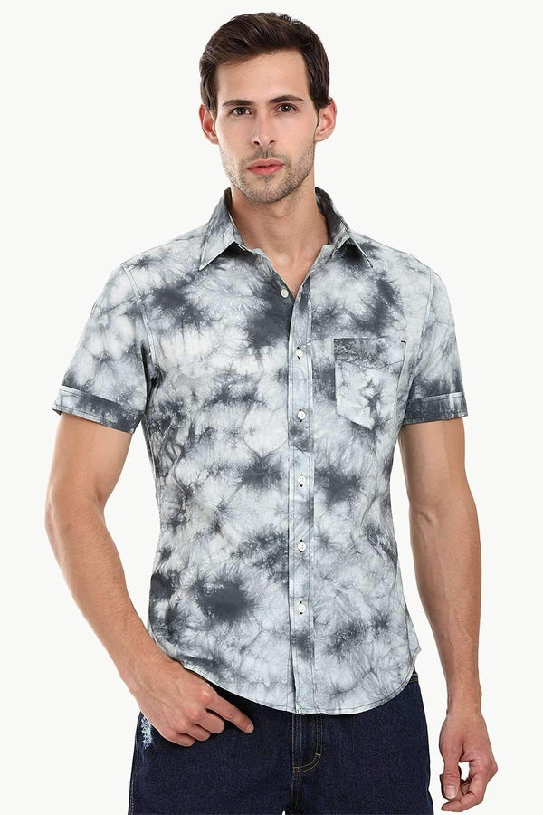 Men's Black n' White Tie Dye Summer Shirt