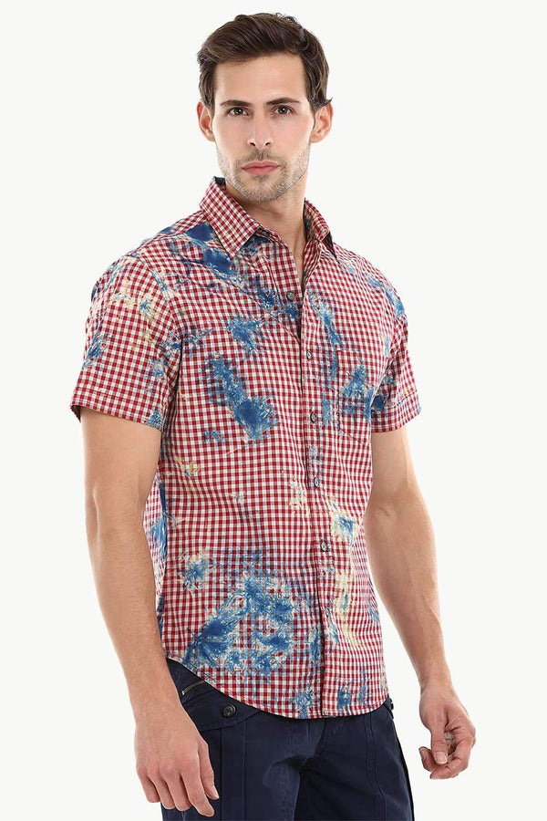 Men's Red Gingham Dyed Shirt