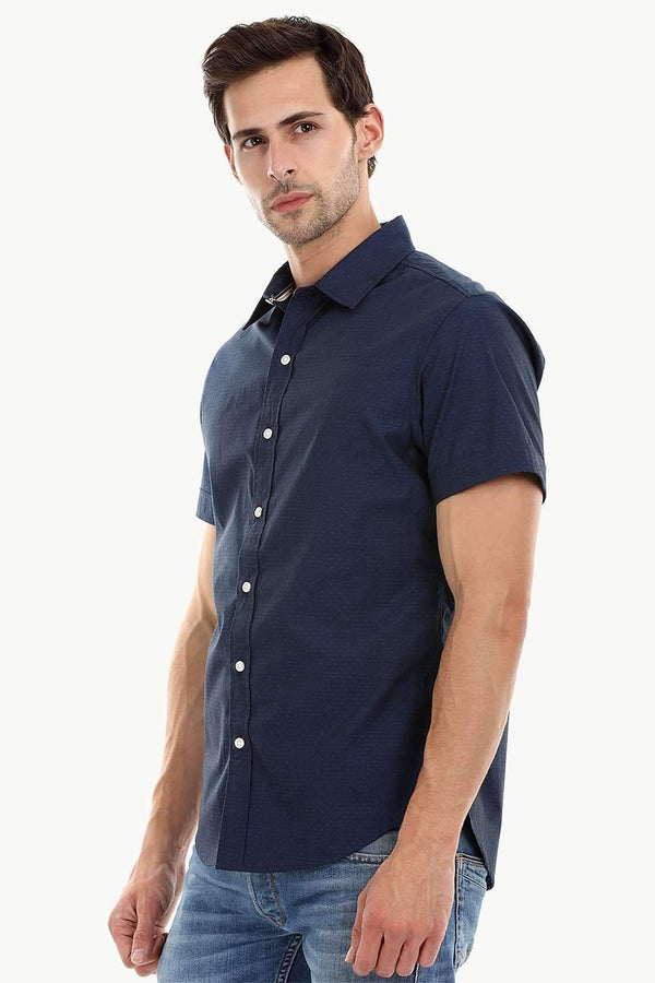 Men's Navy Ditsy Printed Shirt