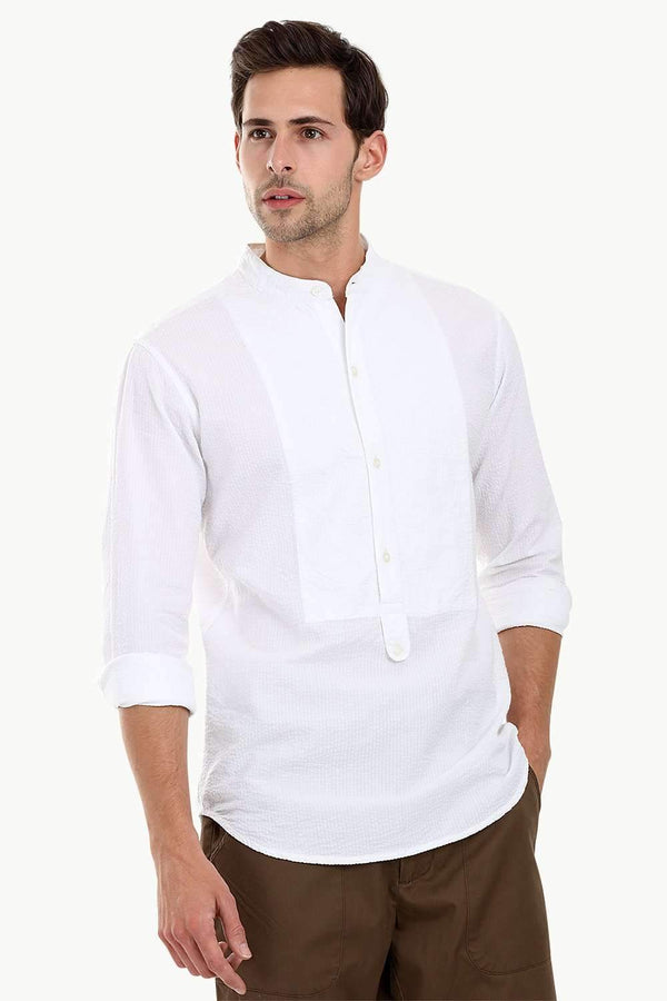 Men's Casual Seersucker Short Kurta