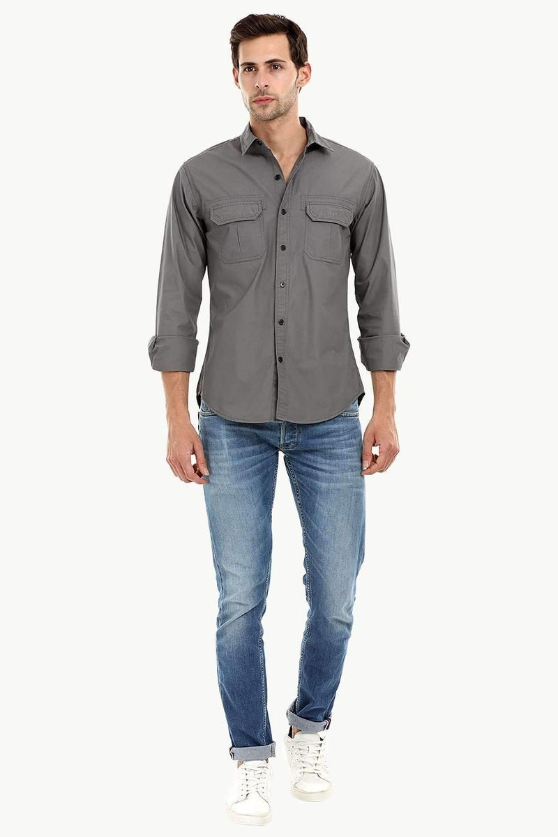 Men's Casual Trolley Grey Shirt