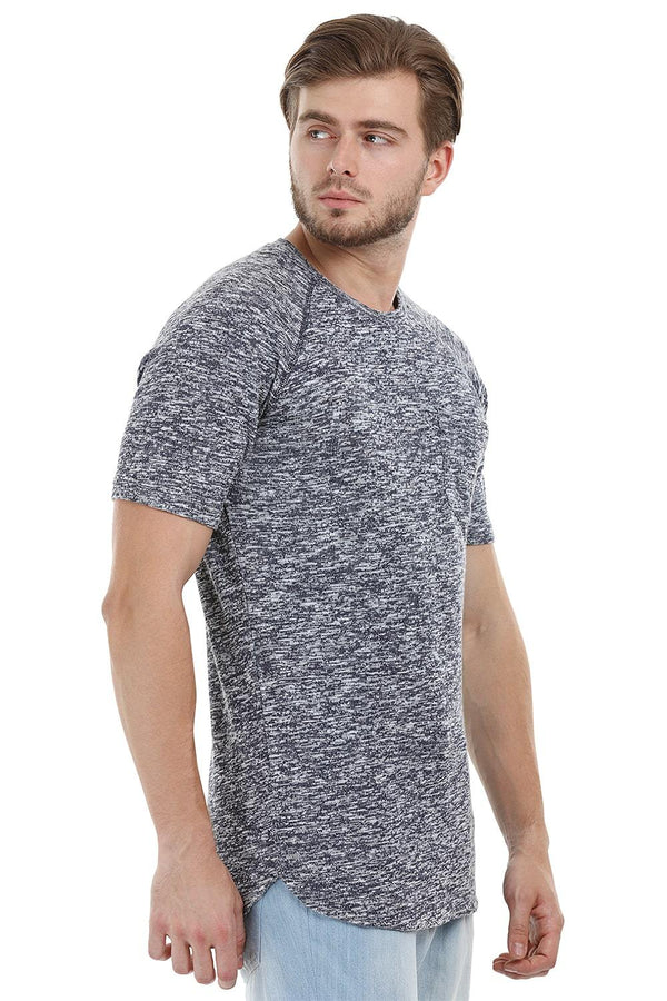 Long Terry Knit Navy T-Shirt 