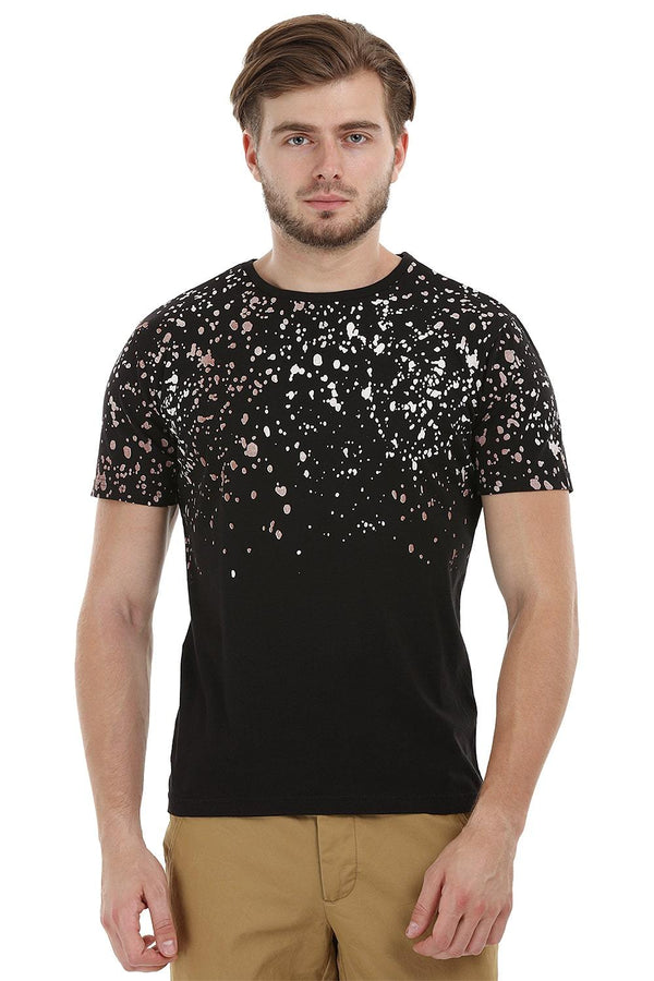 Splatter Print Black Crew T-Shirt