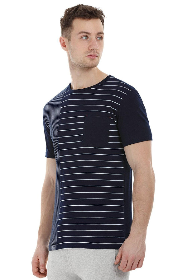 Stripe Block Navy T-Shirt