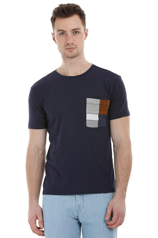 Navy Contrast Pocket T-Shirt