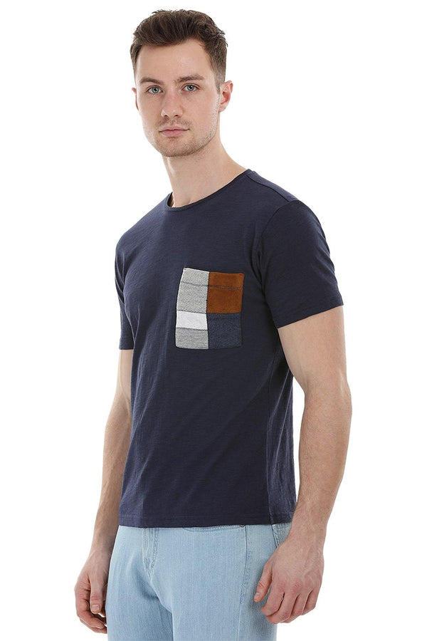 Navy Contrast Pocket T-Shirt