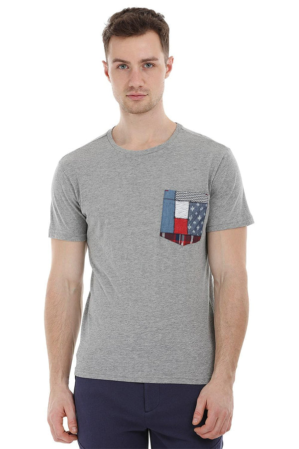 Grey Contrast Pocket T-Shirt