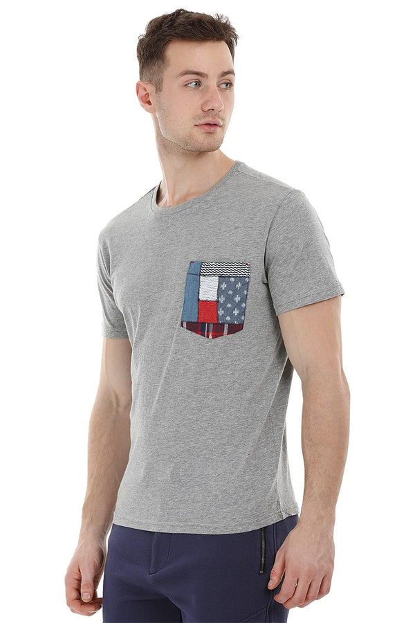 Grey Contrast Pocket T-Shirt