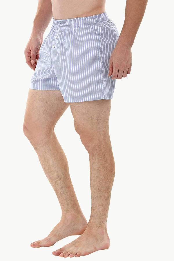 Woven Blue Stripe Boxer Shorts