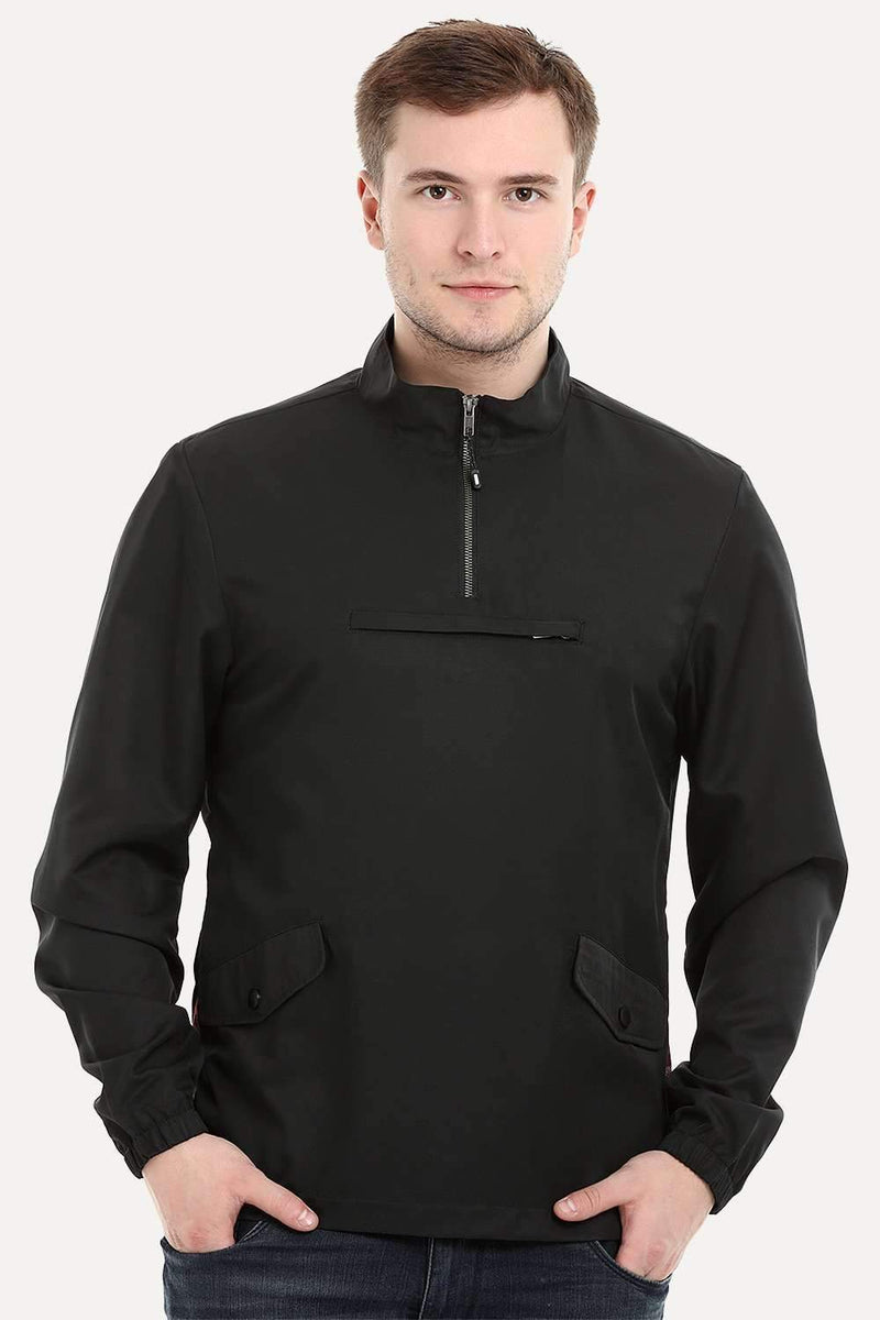 Men's Black Popover Sports Sweatshirt