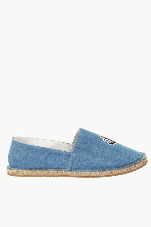 Denim Anchor Embroidered Espadrilles