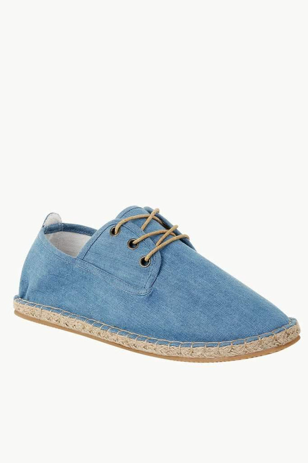 Denim Solid Lace Up Espadrilles