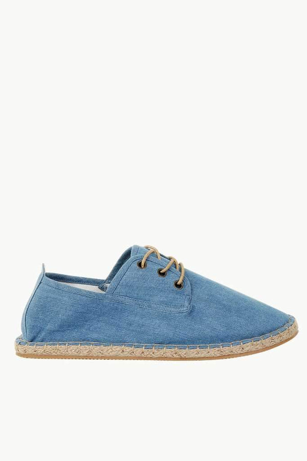 Denim Solid Lace Up Espadrilles