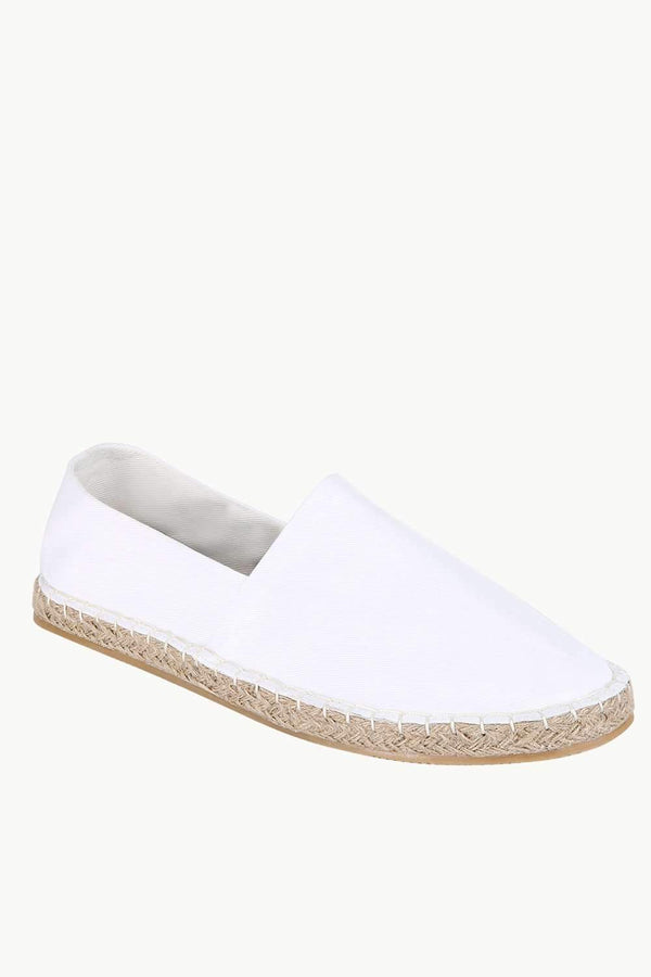 Men's White Solid Espadrilles