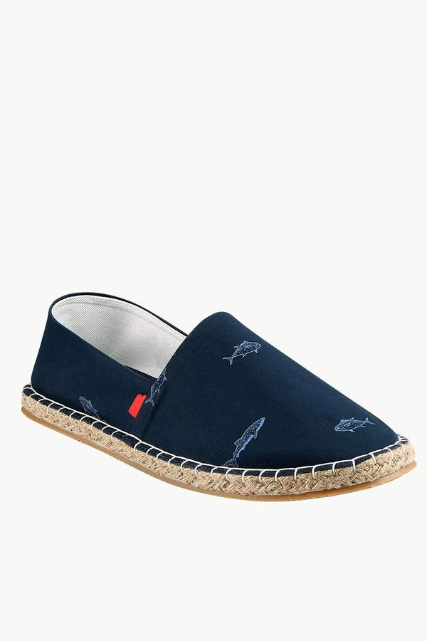 Men's Shark Print Navy Espadrilles