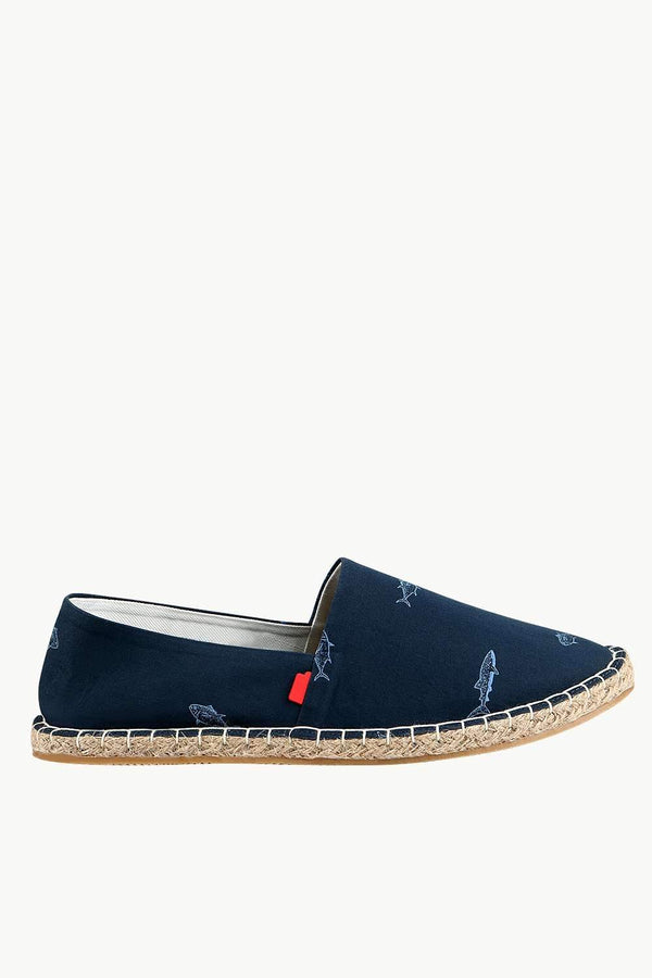 Men's Shark Print Navy Espadrilles