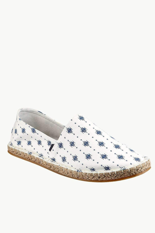 Men's Ethnic Print White Espadrilles