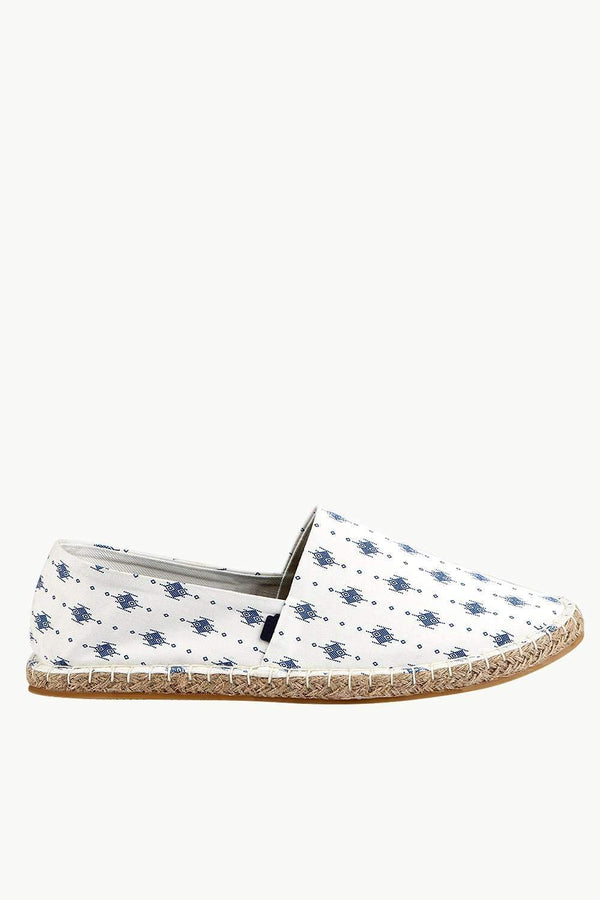 Men's Ethnic Print White Espadrilles