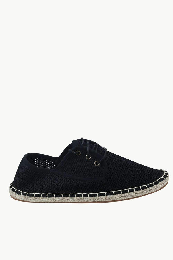 Men's Black Mesh Lace-Up Basque Espadrilles