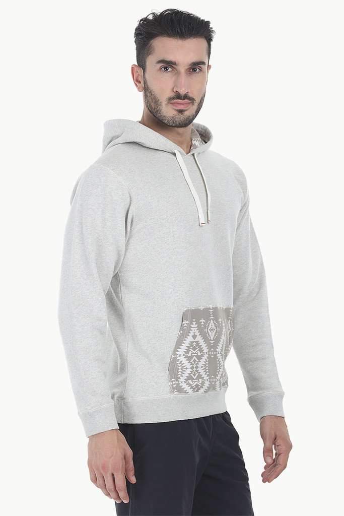 Fleece Popover Hoodie With A Contrast Pocket