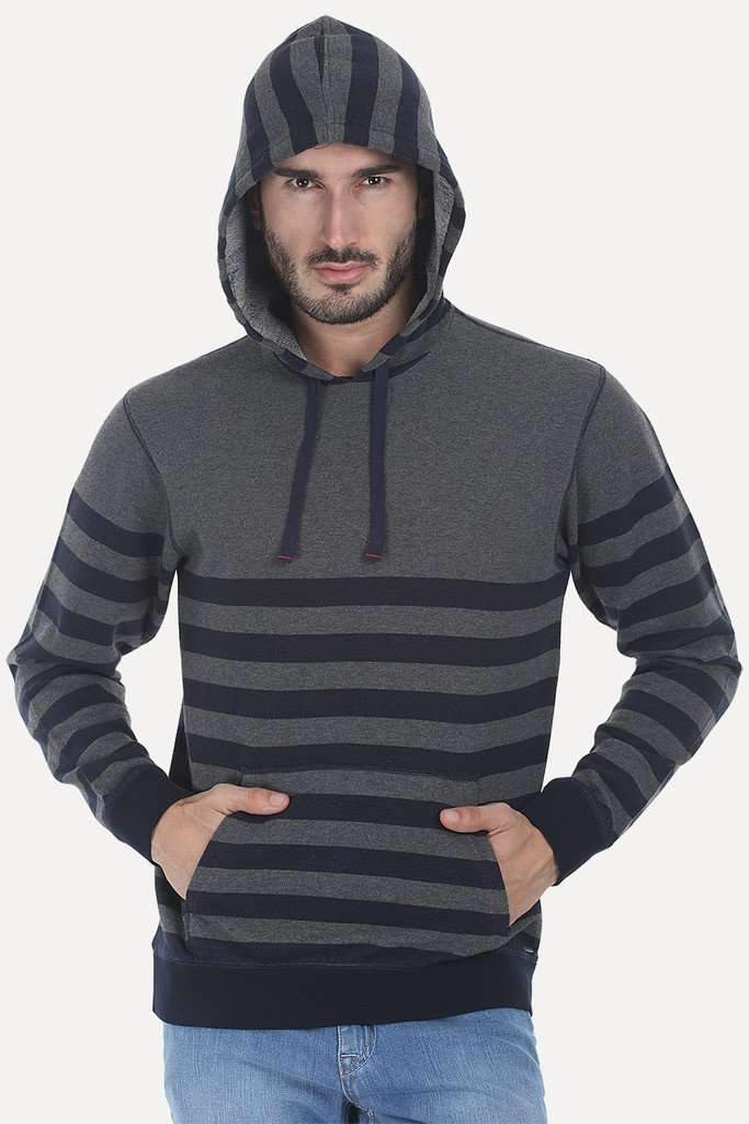 French Terry Nautical Strip Hoodie