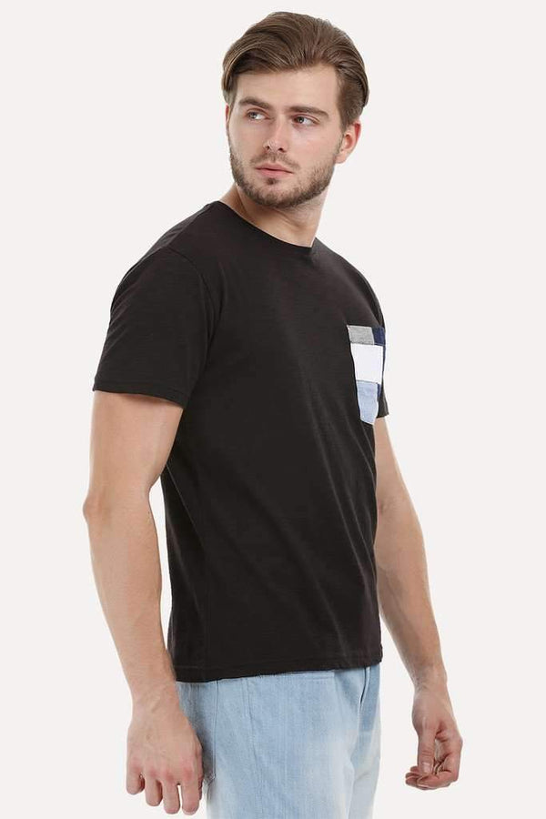 Black Contrast Pocket T-Shirt