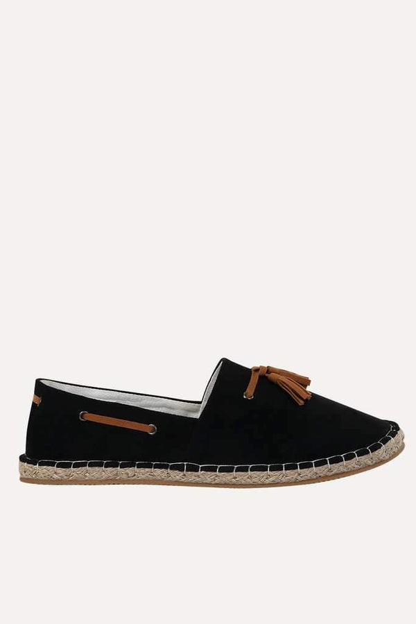 Black Suede Tassel Espadrilles