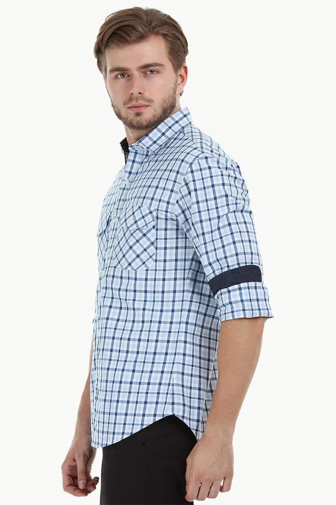 Casual Twin Pocket Check Shirt