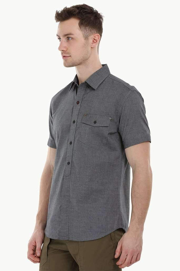 Charcoal Shirt with Semi Concealed Placket